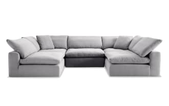 Dream Gray 183'' 5 Piece Modular Sectional with 3 Armless Chairs, 2 Corners