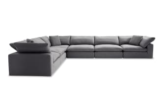Dream Gray 174'' 6 Piece Modular Sectional with 3 Armless Chairs, 3 Corners