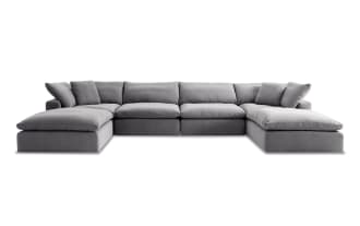 Dream Gray 174'' 6 Piece Modular Sectional with 2 Armless Chairs, 2 Corners, 2 Ottomans