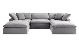 Dream Gray 131'' 5 Piece Modular Sectional with 2 Corners, 2 Ottomans, 1 Armless Chair
