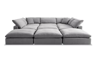 Dream Gray 131'' 9 Piece Modular Sectional with 4 Ottomans, 3 Armless Chairs, 2 Corners