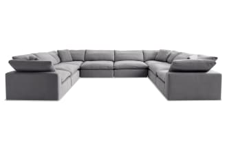 Dream Gray 174'' 8 Piece Modular Sectional with 4 Armless Chairs, 4 Corners