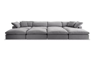 Dream Gray 174'' 8 Piece Modular Sectional with 4 Ottomans, 2 Armless Chairs, 2 Corners