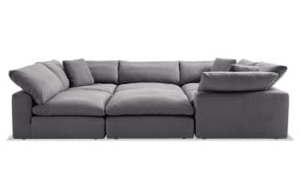 Dream Gray 131'' 6 Piece Modular Sectional with 3 Corners, 2 Armless Chairs, 1 Ottoman