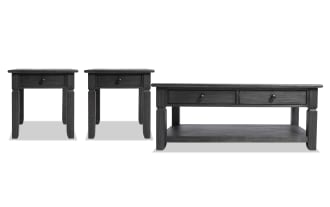 Laurel Charcoal Storage Coffee & 2 End Table Set