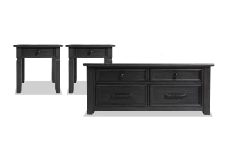 Laurel Charcoal Lift-Top Storage Coffee & 2 End Table Set