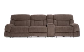 Everest Chocolate 129'' Power Reclining Sofa with Armless Recliner & Power Headrest