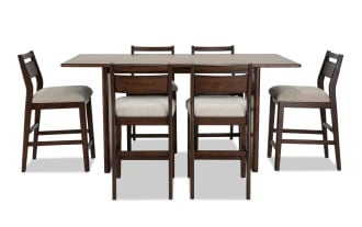 Mango 7 Piece Brown & Beige Solid Wood Counter Height 72'' Dining Set