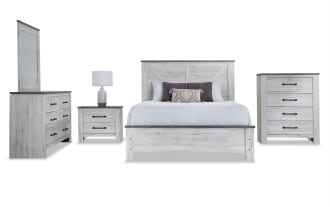Savannah 5 Piece Queen White & Gray Bedroom Set