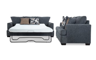 Hannah Gray 92'' Sleeper Sofa with Queen Gel Mattress & 67'' Loveseat