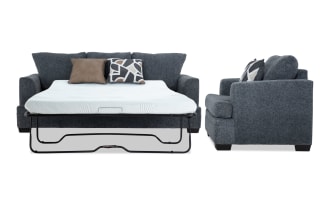 Hannah Gray 92'' Sleeper Sofa with Queen Gel Mattress & Chair
