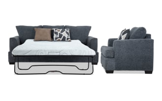 Hannah Gray 92'' Sleeper Sofa with Queen Cooling Mattress & Chair