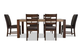 Canyon 7 Piece Brown Faux Leather Upholstered Dining Set