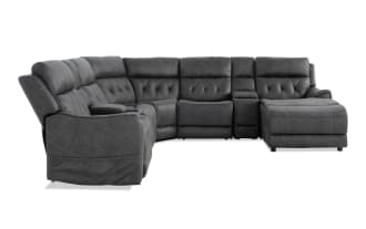 Canyon Gray 126'' Bluetooth Audio Power Lift & Reclining  7 Piece Right Arm Facing Chaise Sectional