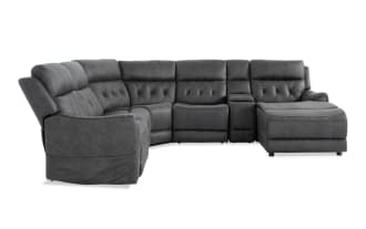 Canyon Gray 126'' Bluetooth Audio Power Lift & Reclining  6 Piece Right Arm Facing Chaise Sectional