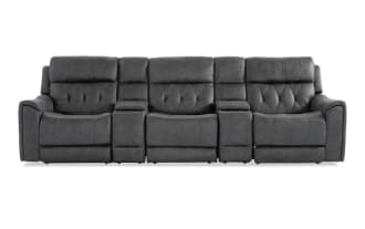 Canyon Gray 127'' Power Lift & Reclining Sofa with Armless Recliner & Power Headrest