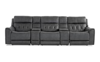 Canyon Gray 127'' Bluetooth Audio Power Lift & Reclining  Sofa with Armless Chair