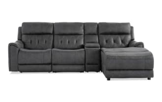 Canyon Gray 111'' Bluetooth Audio Power Lift & Reclining  4 Piece Right Arm Facing Chaise Sectional with Armless Chair