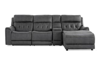 Canyon Gray 111'' Bluetooth Audio Power Lift & Reclining  4 Piece Right Arm Facing Chaise Sectional with Armless Recliner