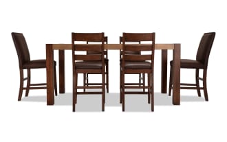 Canyon 7 Piece Brown Faux Leather Upholstered Counter Height Dining Set