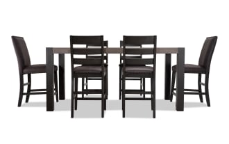 Canyon 7 Piece Gray Faux Leather Upholstered Counter Height Dining Set