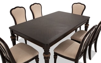 Regency 7 Piece Brown & Beige Upholstered Extendable Dining Set