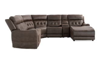 Canyon Walnut 126'' Bluetooth Audio Power Lift & Reclining  6 Piece Right Arm Facing Chaise Sectional