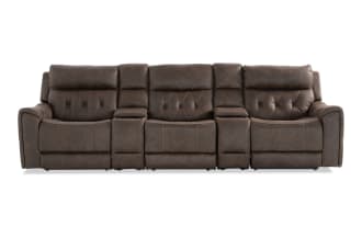 Canyon Walnut 127'' Power Lift & Reclining Sofa with Armless Recliner & Power Headrest