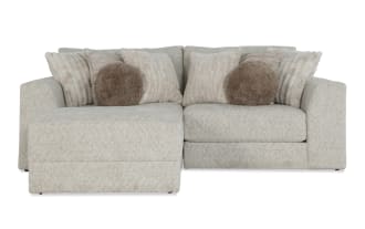 Posh Beige 100'' 2 Piece Modular Sectional with 1 Right Arm Facing Chair, 1 Left Arm Facing Chair, 1 Ottoman