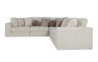 Posh Beige 134'' 5 Piece Modular Sectional with 2 Armless Chairs, 1 Corner, 1 Left Arm Facing Chair, 1 Right Arm Facing Chair