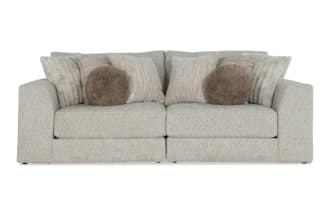 Posh Beige 100'' 2 Piece Modular Loveseat with 1 Left Arm Facing Chair, 1 Right Arm Facing Chair