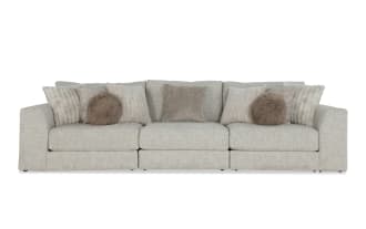 Posh Beige 139'' 3 Piece Modular Sofa with 1 Armless Chair, 1 Left Arm Facing Chair, 1 Right Arm Facing Chair