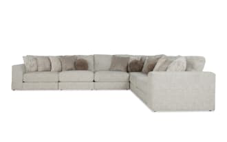Posh Beige 172'' 6 Piece Modular Sectional with 3 Amless Chairs, 1 Corner, 1 Left Arm Facing Chair, 1 Right Arm Facing Chair