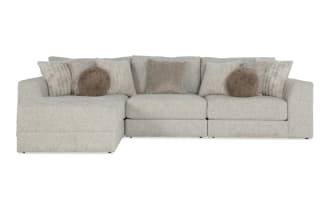 Posh Beige 139'' 4 Piece Modular Sectional with 1 Armless Chair, 1 Left Arm Facing Chair, 1 Right Arm Facing Chair, 1 Storage Ottoman