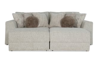 Posh Beige 100'' 4 Piece Modular Loveseat with 2 Ottomans, 1 Left Arm Facing Chair, 1 Right Arm Facing Chair