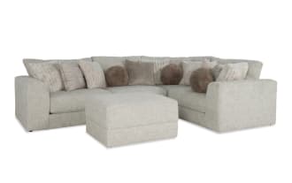 Posh Beige 134'' 4 Piece Modular Sectional with 1 Armless Chair, 1 Corner, 1 Left Arm Facing Chair, 1 Right Arm Facing Chair, 1 Storage Ottoman