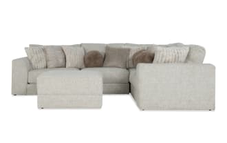 Posh Beige 134'' 4 Piece Modular Sectional with 1 Armless Chair, 1 Corner, 1 Left Arm Facing Chair, 1 Right Arm Facing Chair, 1 Storage Ottoman