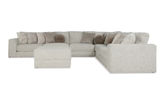 Posh Beige 172'' 7 Piece Modular Sectional with 3 Armless Chairs, 1 Corner, 1 Left Arm Facing Chair, 1 Right Arm Facing Chair, 1 Storage Ottoman