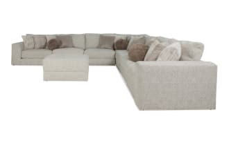 Posh Beige 172'' 8 Piece Modular Sectional with 4 Armless Chairs, 1 Corner, 1 Left Arm Facing Chair, 1 Right Arm Facing Chair, 1 Storage Ottoman