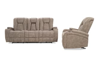 Viking Stone 83'' Power Reclining Sofa & Manual Gliding Recliner with USB Port