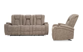 Viking Stone 83'' Manual Reclining Sofa & Gliding Recliner with USB Port