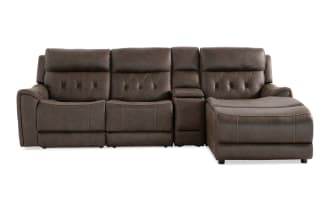 Canyon Walnut 111'' Bluetooth Audio Power Lift & Reclining  4 Piece Right Arm Facing Chaise Sectional with Armless Recliner