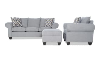 Kylie Gray 92'' Sofa, Chair & Storage Ottoman