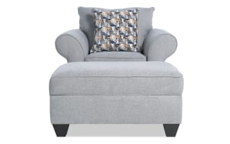 Kylie Gray Chair & Storage Ottoman