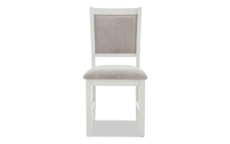London White & Beige Panel Back Upholstered Dining Chair