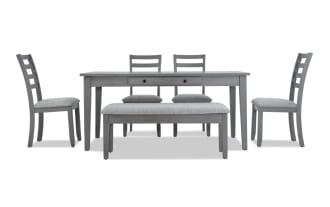 Homeworks 6 Piece Gray Dining Set with Storage Bench