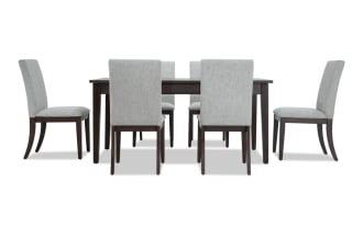 Homeworks 7 Piece Dark Brown & Gray Upholstered Dining Set