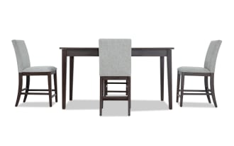 Homeworks 5 Piece Dark Brown & Gray Upholstered Counter Height Dining Set
