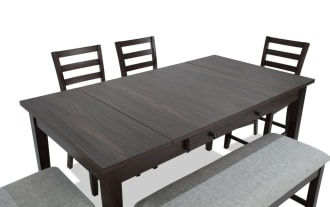 Homeworks 6 Piece Dark Brown & Gray Counter Height Dining Set with Storage Bench