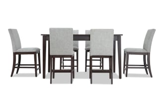 Homeworks 7 Piece Dark Brown & Gray Upholstered Counter Height Dining Set